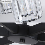 Modern Cylindrical Crystal Semi Flush Ceiling Light With 3/6/8-Head Design - Black Ideal For Living