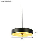 Modern Disk Pendant Light - Blue/White/Black Metal Hanging Lamp For Bedroom