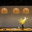 Modern Dome Bamboo Pendant Lighting 1 Light Ceiling Lamp - 14’/19.5’ Diameter Beige Dining Room