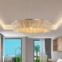 Modern Dome Cage Metallic Chandelier: Gold 2-Bulb Ceiling Lamp With Feather Deco - White Grey Pink