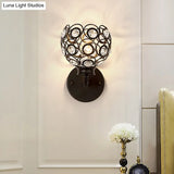 Modern Dome Clear Crystal Wall Lamp With Brass/Black Finish - Ideal Bedroom Lighting
