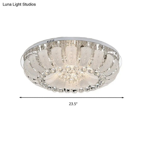 Modern Dome Crystal Ball Flush Light - 19.5’/23.5’ Wide Led Ceiling Lamp