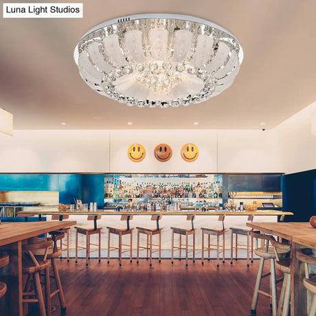Modern Dome Crystal Ball Flush Light - 19.5’/23.5’ Wide Led Ceiling Lamp