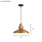 Modern Dome Metal Pendant Lighting - 1-Light Brass Hanging Lamp For Restaurant 8.5’/14’ Wide