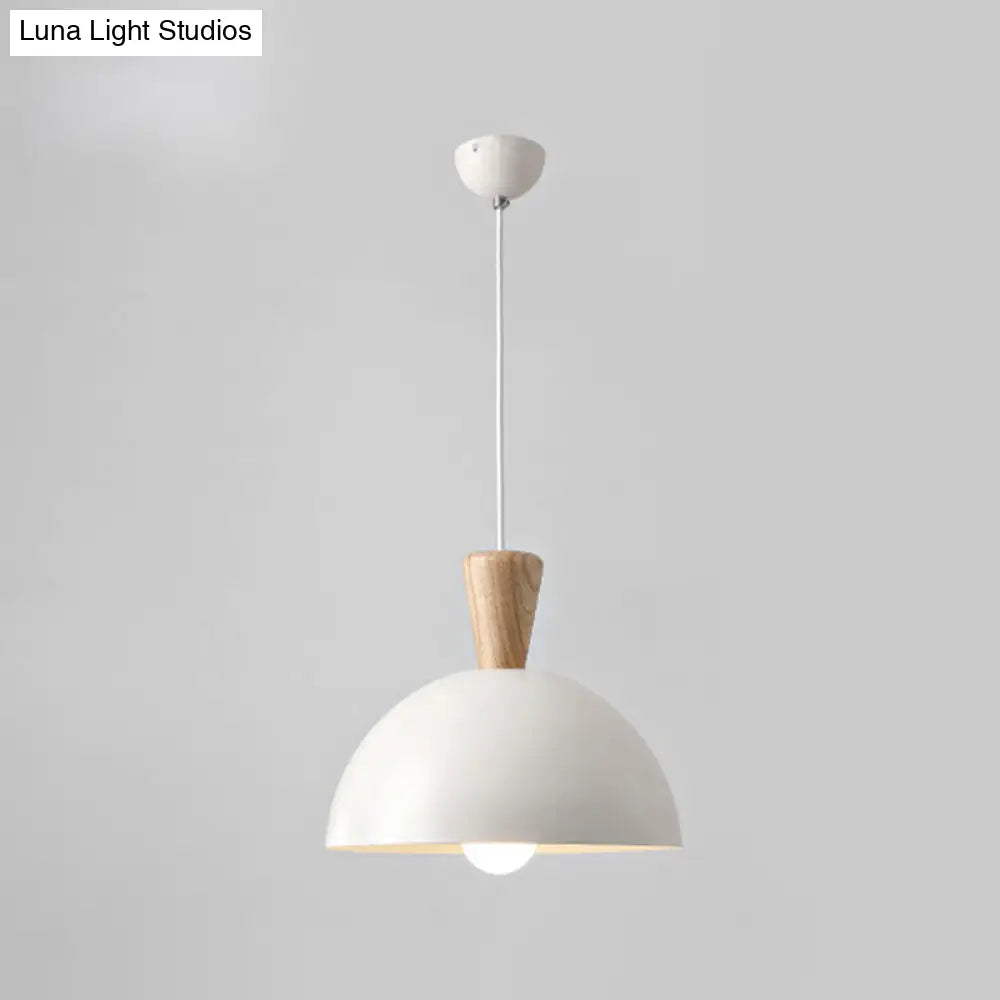 Modern Domed Drop Pendant Ceiling Light In White/Pink Metal 1 - Ideal For Dining Rooms