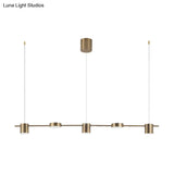 Modern Drum Aluminum Island Pendant Ceiling Light Fixture In Black/Gold With Warm/White Lighting