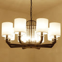 Modern Drum Crystal Chandelier - 9/12 Lights White Fabric Shade 12 /