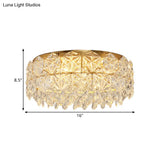 Modern Drum Crystal Flush Mount Ceiling Light With 4/6 Heads - 16.5’/20.5’ Width