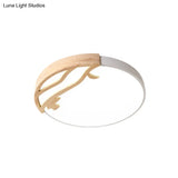 Modern Drum Flush Mount Lamp - Acrylic Led Bedroom Ceiling Light In Green/Gray/White