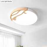Modern Drum Flush Mount Lamp - Acrylic Led Bedroom Ceiling Light In Green/Gray/White