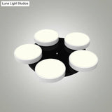 Modern Drum Flush Mount Light With Multiple Heads In Black/White For Study Room