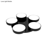 Modern Drum Flush Mount Light With Multiple Heads In Black/White For Study Room