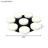 Modern Drum Flush Mount Light With Multiple Heads In Black/White For Study Room