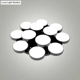Modern Drum Flush Mount Light With Multiple Heads In Black/White For Study Room