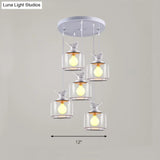 Modern Drum Hanging Lamp With Clear Glass And Bird Deco - Sleek White Ceiling Light For Living Room