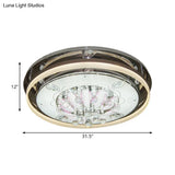 Modern Drum Led Flush Ceiling Light With Clear Crystal Draping - 23.5’/31.5’ Wide Stainless -