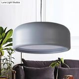 Modern Drum Pendant Lamp - Acrylic Grey/Coffee With Recessed Diffuser Perfect For Living Room