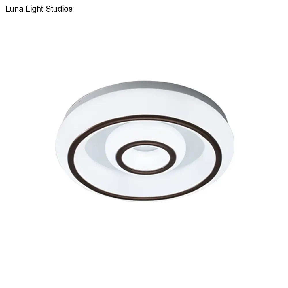 Modern Dual Circle Acrylic Flush Mount Led Ceiling Lamp - Black And White With 3 Color Light