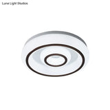 Modern Dual Circle Acrylic Flush Mount Led Ceiling Lamp - Black And White With 3 Color Light
