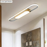 Modern Dual Ellipse Wood Led Flushmount Ceiling Lamp - 16’/23.5’/31.5’ White With Warm/White Light