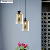 Modern Dual-Glass Pendant Light For Dining Room - Inverted Cup Design