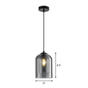 Modern Dual-Glass Pendant Light For Dining Room - Inverted Cup Design Smoke Gray