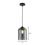 Modern Dual-Glass Pendant Light For Dining Room - Inverted Cup Design Smoke Gray