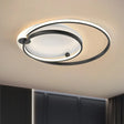 Modern Dual Hoop Metal Ceiling Flush Led Mount In Black/Gold 18’/21.5’ - Warm/White Light Black