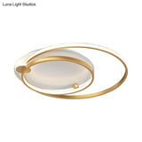 Modern Dual Hoop Metal Ceiling Flush Led Mount In Black/Gold 18’/21.5’ - Warm/White Light
