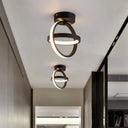 Modern Dual Loop Flush Mount Led Ceiling Light In Black/Gold - Warm/White Black / White