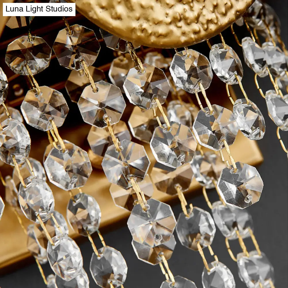 Modern Egg Shaped Wall Mount Light With 2 Metal Lights - Golden Sconce Lighting Clear Crystal