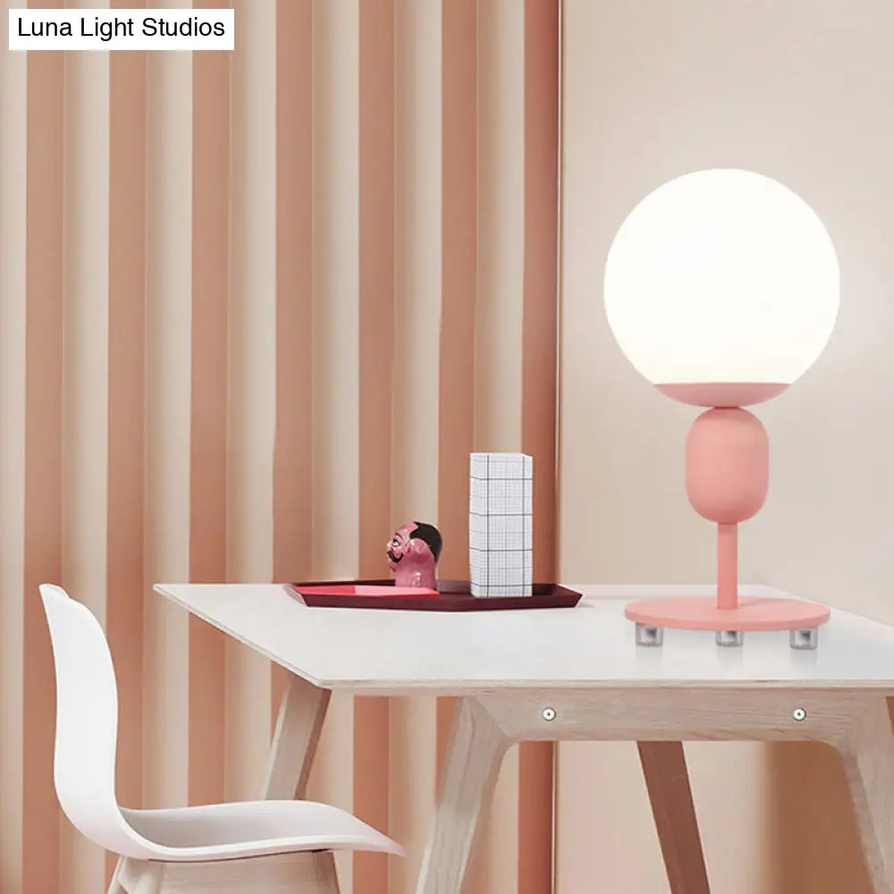Modern Eye-Caring Desk Light With Orb Shade - Perfect For Childs Bedroom