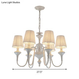 Modern Fabric Chandelier With 6 Lights White Suspension Light