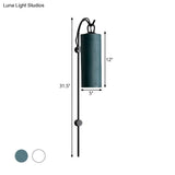 Modern Fabric Cylinder Wall Sconce Light In White/Green With Warm/Yellow