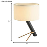 Modern Fabric Drum Shade Desk Light - White 1-Head Creative Table Lamp With Pull Chain For Study