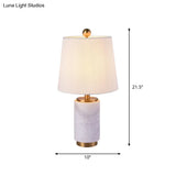 Modern Fabric Empire Shade Night Lamp With Marble Column - 1 Bulb Black/Grey/White