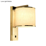Modern Fabric Led Wall Sconce Light In Chrome For Living Room