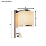 Modern Fabric Led Wall Sconce Light In Chrome For Living Room