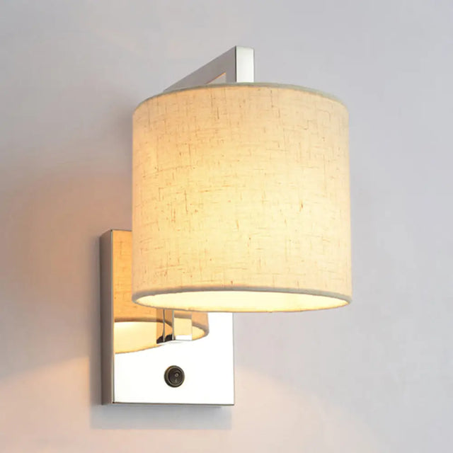 Modern Fabric Led Wall Sconce Light In Chrome For Living Room / A
