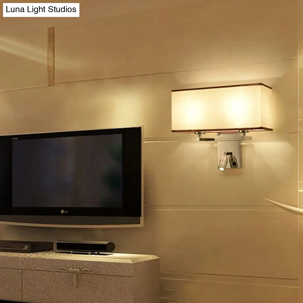 Modern Fabric Led Wall Sconce Lighting With Adjustable Spotlight Chrome Finish