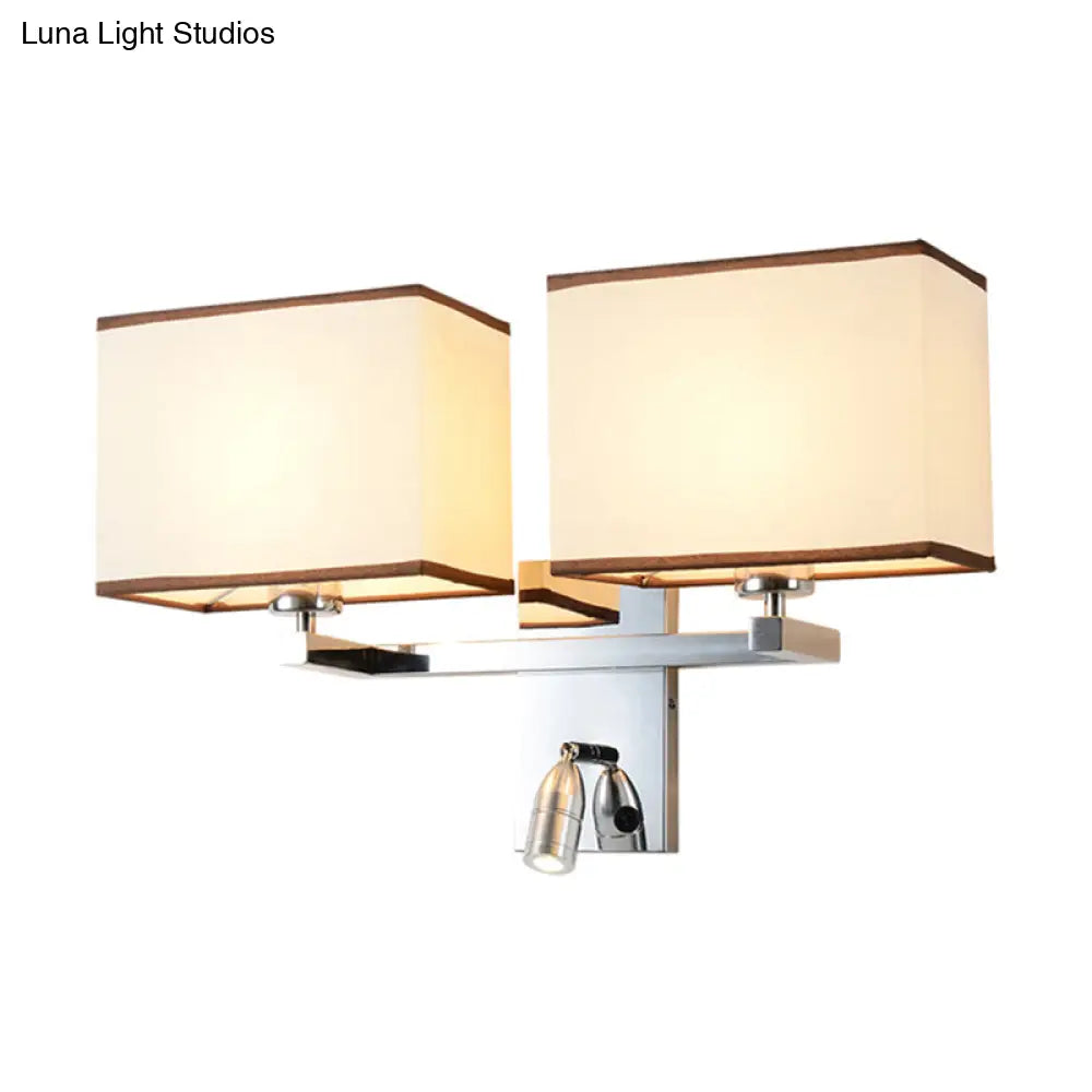 Modern Fabric Led Wall Sconce Lighting With Adjustable Spotlight Chrome Finish