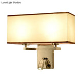 Modern Fabric Led Wall Sconce Lighting With Adjustable Spotlight Chrome Finish