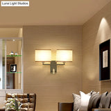 Modern Fabric Led Wall Sconce Lighting With Adjustable Spotlight Chrome Finish