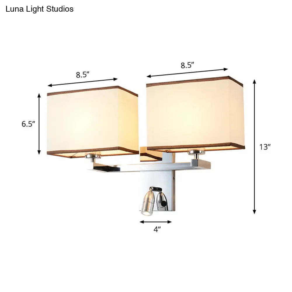 Modern Fabric Led Wall Sconce Lighting With Adjustable Spotlight Chrome Finish