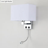 Modern Fabric Rectangle Spotlight Wall Lamp - Nordic Style 1-Light Black/Flaxen/Beige Mounted