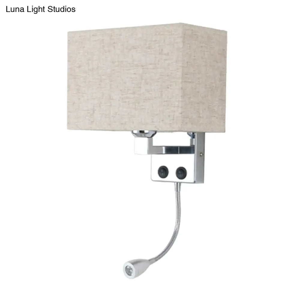 Modern Fabric Rectangle Spotlight Wall Lamp - Nordic Style 1-Light Black/Flaxen/Beige Mounted
