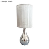 Modern Fabric Shade Nightstand Lamp: Straight Sided White - 1 Bulb Reading Light