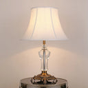 Modern Fabric Table Lamp: Flare Desk Light With Bronze Metal Base - White 1 Bulb
