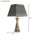 Modern Fabric Table Light: Urn-Shaped Crystal Small Desk Lamp - Grey
