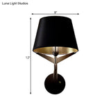 Modern Fabric Wall Sconce With Tripod Lamp Support - Black Finish 1 Head